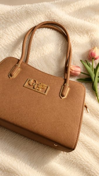 Women's Tan Textured Structured Shoulder Handbag